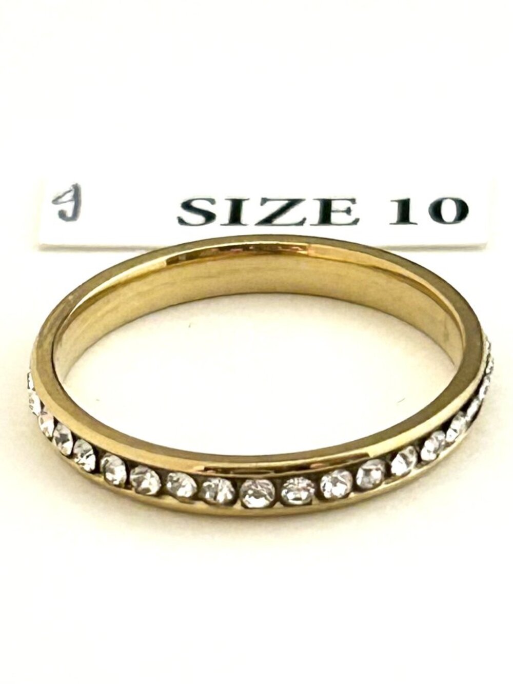 Gold Tone Ring with clear rhinestones, Size 10 Unisex